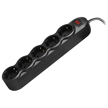 Сетевой фильтр 5 гнезд 3м ПВС 3х0,75 10А SF-05L черный Sven