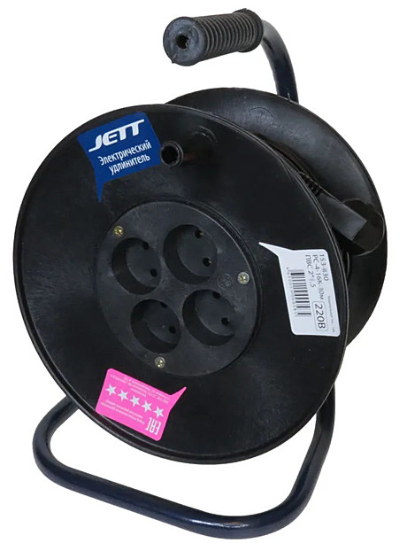 Удлинитель на катушке 4 гнезда 40м ПВС 2х2,5 16А JETT