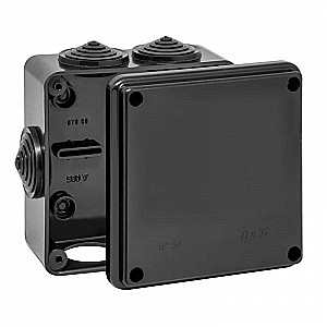 Коробка распаячная ОП 100х100х50мм 6вводов черная IP54 Тусо Ruvinil