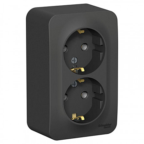 Розетка 2 местная с землей ОП 16А IP20 Blanca антрацит SchE (8)