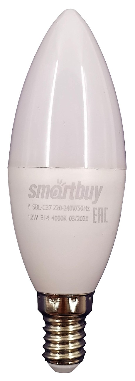 Лампа LED 12Вт Е14 6000К свеча 960лм C37 Smartbuy